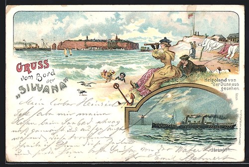 Lithographie helgoland vom - helgoland,,